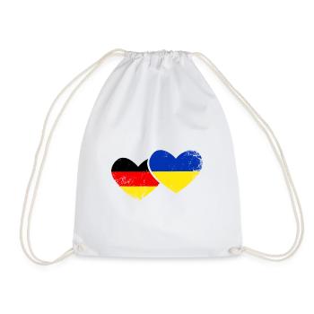 I love Ukraine Germany Flag Flag Heart - Drawstring Bag - white - Front