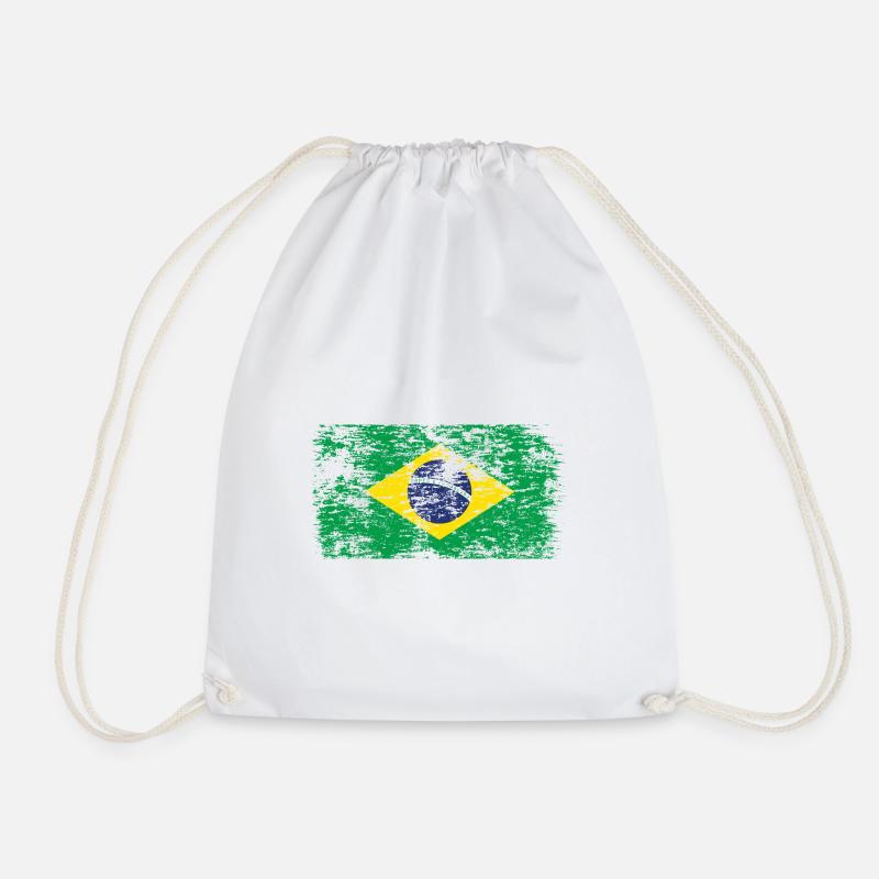 Drapeau du Brésil Drapeau de l’Amérique du Sud - Sac de sport léger - blanc