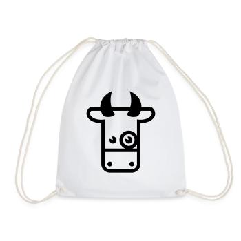 Kuh / Cow / Vache / Vaca / Vacca / Koe (1C) - Turnbeutel - Weiß - Vorne
