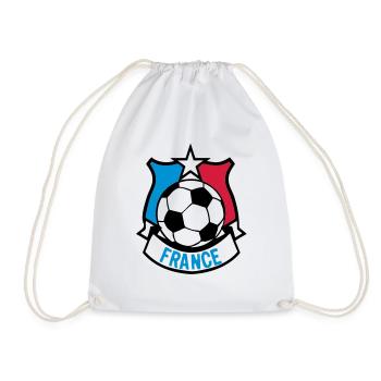 France flag football supporter ecusson7 ba - Drawstring Bag - white - Front