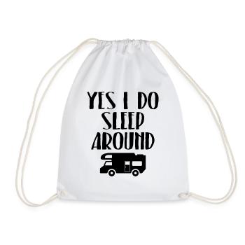 Yes I do sleep around b - Drawstring Bag - white - Front