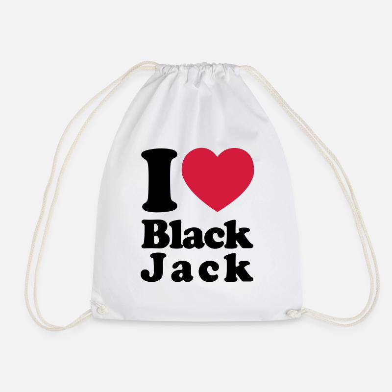 i love black jack - Drawstring Bag - white