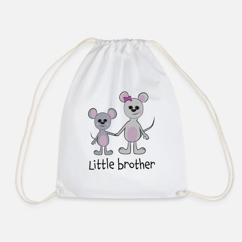 sweet mouse siblings "Little Brother" - Drawstring Bag - white