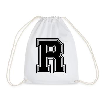 R_letter_R_w31 - Drawstring Bag - white - Front
