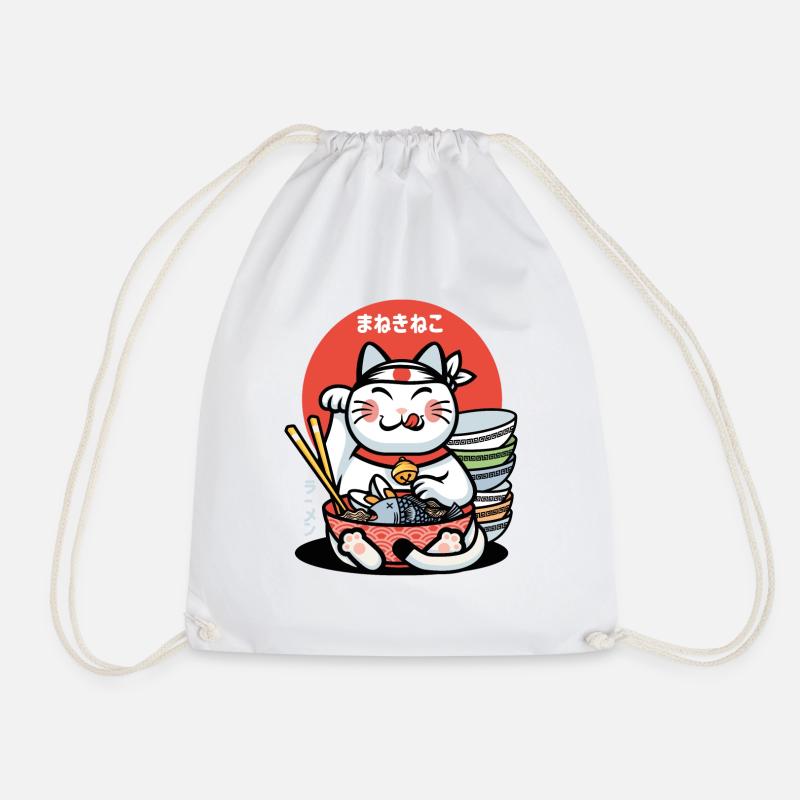 Maneki-Neko-Glücks-Ramen - Turnbeutel - Weiß