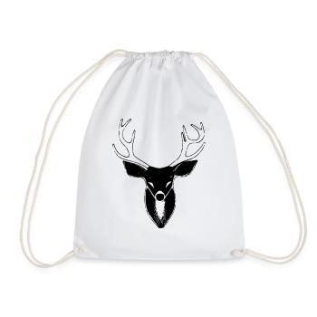 Hirschkopf im Herbst Hirsch Geweih Bock Reh Vektor - Turnbeutel - Weiß - Vorne
