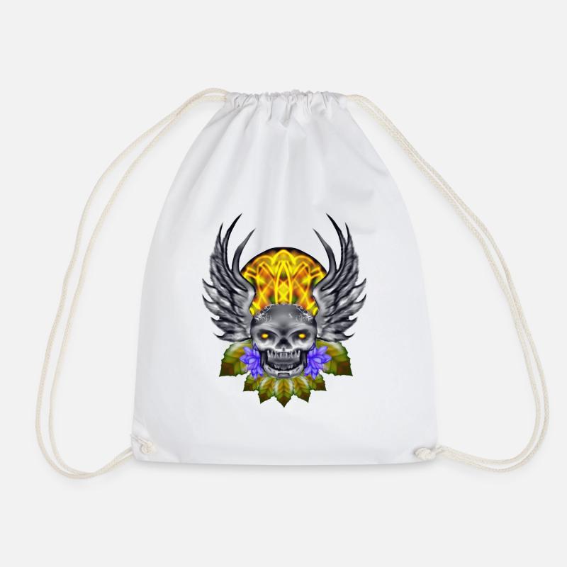 skull - Drawstring Bag - white