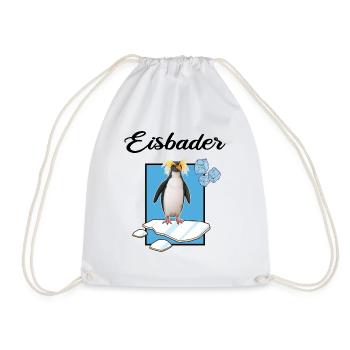 Eisbader "Winterschwimmer pinguin" Eisbad - Turnbeutel - Weiß - Vorne