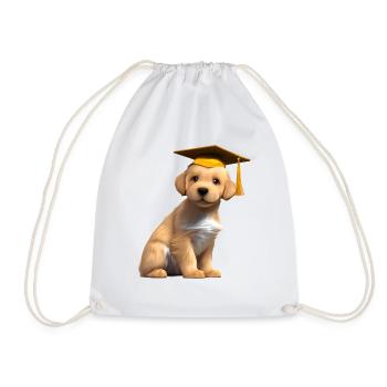 Bachelor's degree Golden Retriever High school diploma - Drawstring Bag - white - Front