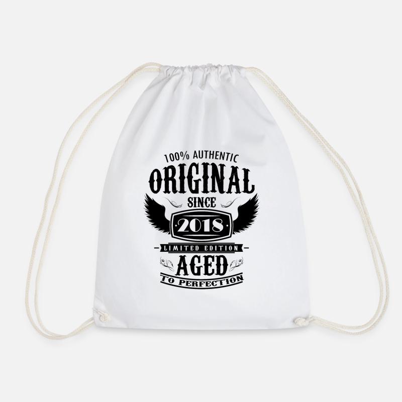 Birthday 2018 Aged to Perfection - Drawstring Bag - white