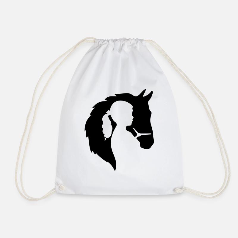 Pferd Mädchen Silhouette - Turnbeutel - Weiß