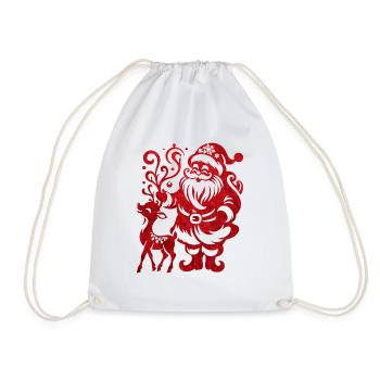 Xmas christmas Santa Claus naughty holidays winter - Drawstring Bag - white - Front