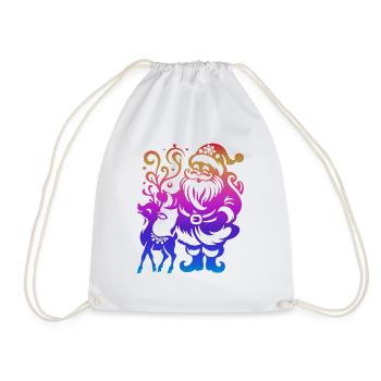 Xmas christmas santa clau naughty holidays winter - Drawstring Bag - white - Front