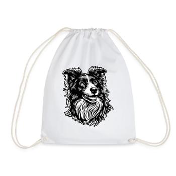 Border Collie - Drawstring Bag - white - Front