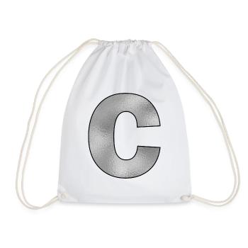 Letter C Silver - Drawstring Bag - white - Front