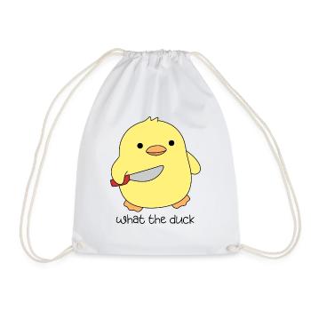 funny duck quote what te duck with knife - Drawstring Bag - white - Front