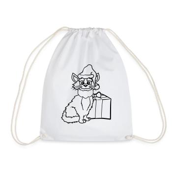Weihnachtsmann Katze Winter Weihnachten Geschenk - Turnbeutel - Weiß - Vorne