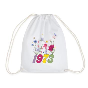 Année de naissance 1973 fleurs sauvages - Sac de sport léger - blanc - Devant