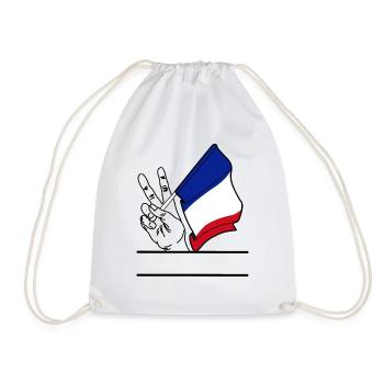 Flag France peace sign text space - Drawstring Bag - white - Front