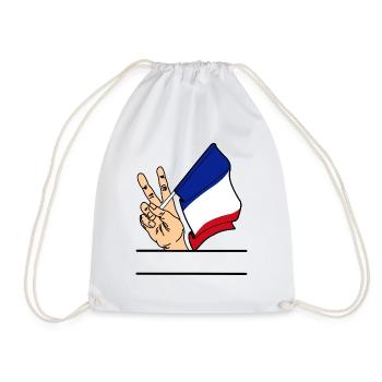 Flag France peace sign text space - Drawstring Bag - white - Front