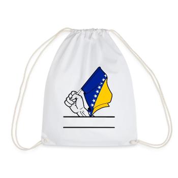 Drapeau Bosnie-Herzégovine texte transparent du poing - Sac de sport léger - blanc - Devant