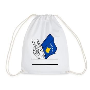 Flagge Kosovo transparentes Peace-Zeichen Textfeld - Turnbeutel - Weiß - Vorne