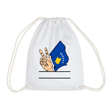 Flagge Kosovo Friedenszeichen Textraum - Turnbeutel - Weiß - Vorne