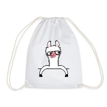 Llama Nerd Geek Lunettes à monture de corne Smart Funny Grimace - Sac de sport léger - blanc - Devant
