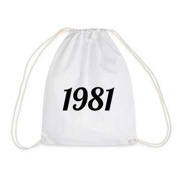 1981 Vintage 1981 Retro Birthday 1981 Gift - Drawstring Bag - white - Front