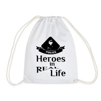Heroes in Real Life (Polizei -Police) - Drawstring Bag - white - Front