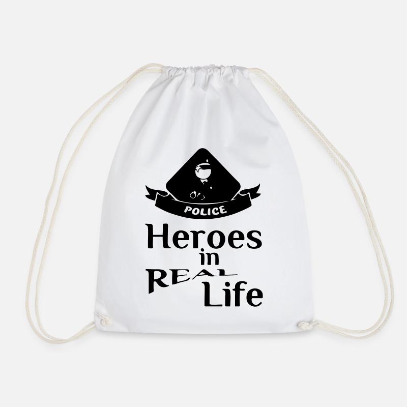 Heroes in Real Life (Polizei) Geschenk - Turnbeutel - Weiß