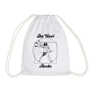 rock n roll leonard de vinci - Drawstring Bag - white - Front