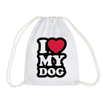I love my dog - Drawstring Bag - white - Front
