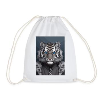 Tête de tigre royal noir et gris aux yeux bleus - Sac de sport léger - blanc - Devant