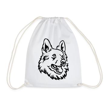 Swiss Shepherd Head - Drawstring Bag - white - Front