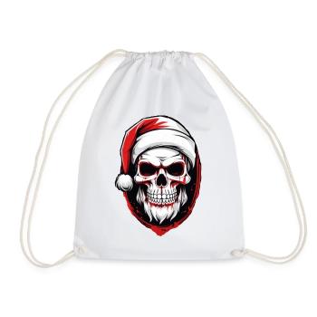 Totenkopf Weihnachtsmann - Turnbeutel - Weiß - Vorne