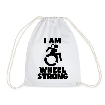 Je suis une femme en fauteuil roulant forte. Roue solide * - Sac de sport léger - blanc - Devant