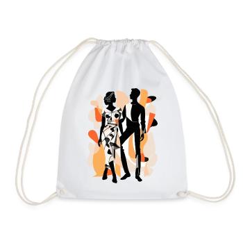 Abstract Art Man and Woman - Drawstring Bag - white - Front