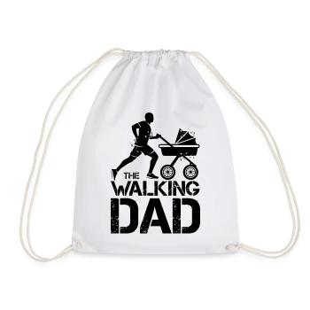 the walking dad buggy running symbol funny icon - Drawstring Bag - white - Front