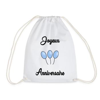 HAPPY BIRTHDAY. HAPPY BIRTHDAY. ANNIVERSARY. - Drawstring Bag - white - Front