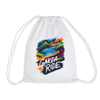 Mountain and Garda Lake Bike Ride Design - Drawstring Bag - white - Front