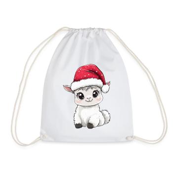Lama Weihnachten Süß Niedlich Alpaka Weihnachtlich - Turnbeutel - Weiß - Vorne