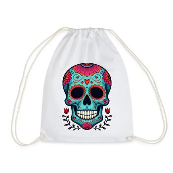 Coeur floral Crâne en sucre – Dia de los Muertos Art - Sac de sport léger - blanc - Devant
