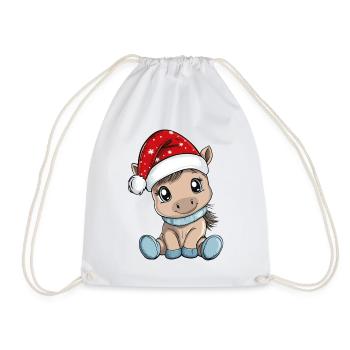 Pferd Weihnachten Süß Niedlich Xmas Weihnachtlich - Turnbeutel - Weiß - Vorne