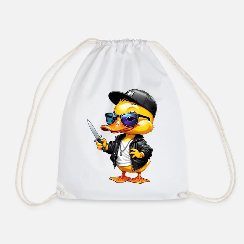 SSW32 Rapper Ente Messer Jacke und Hut - Turnbeutel - Weiß