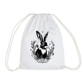 Ostara Bunny with Triple Moon and Pentagram - Drawstring Bag - white - Front