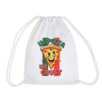 In Pizza We Crust Pizza Slice Face Laughs Funny - Drawstring Bag - white - Front