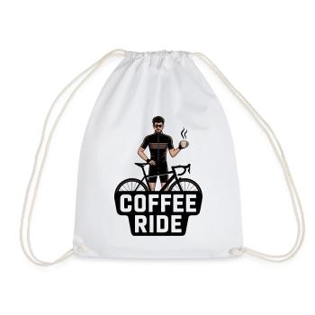 Coffee Ride – emblem for cycling fans - Drawstring Bag - white - Front