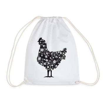 Huhn mit floralem Muster - Turnbeutel - Weiß - Vorne