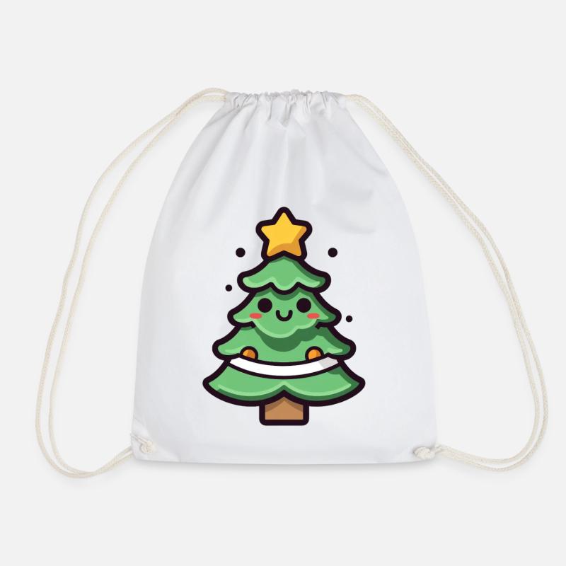 Kawaii Weihnachtsbaum Illustration - Turnbeutel - Weiß